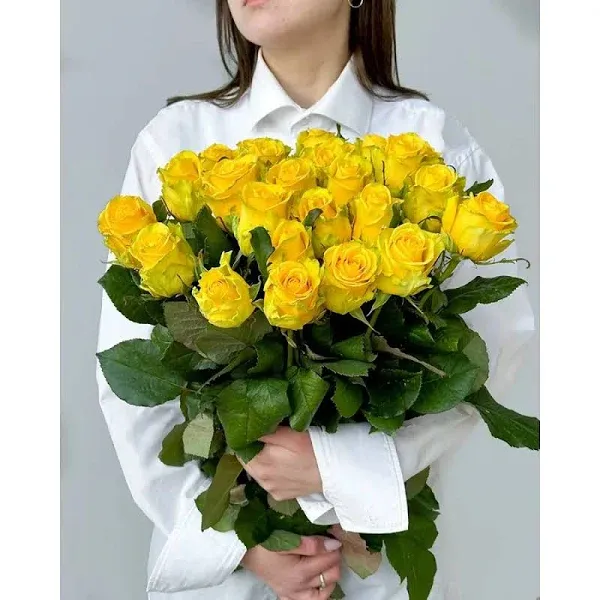 Букет 25 жовтих троянд